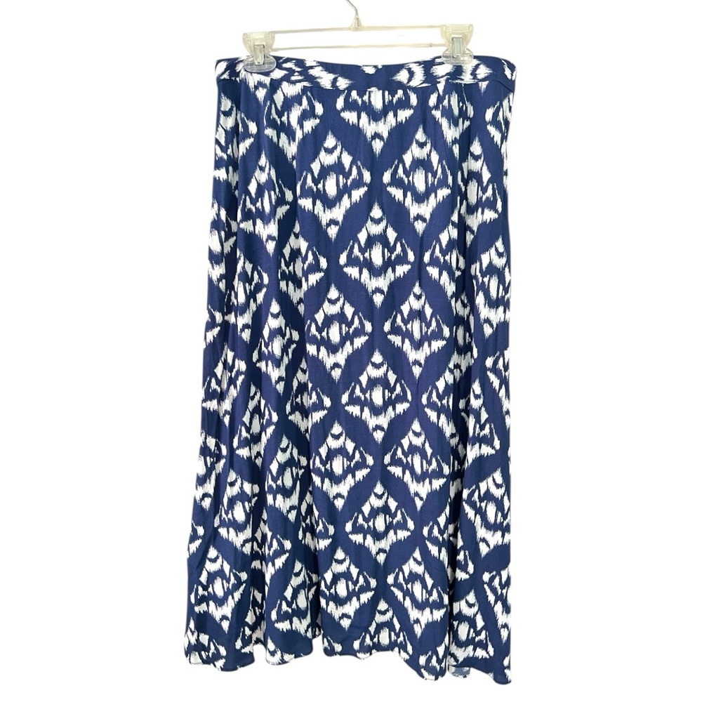 Talbots Ikat Midi Skirt Navy and White Size 14 - Picture 5 of 6